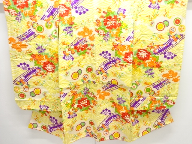 JAPANESE KIMONO / ANTIQUE KIMONO / FLORAL / PLANT PATTERNS A BRIDGE